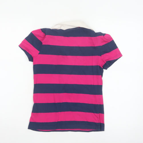 Topshop Women's Multicoloured Striped Cotton Polo Shirt Size 10