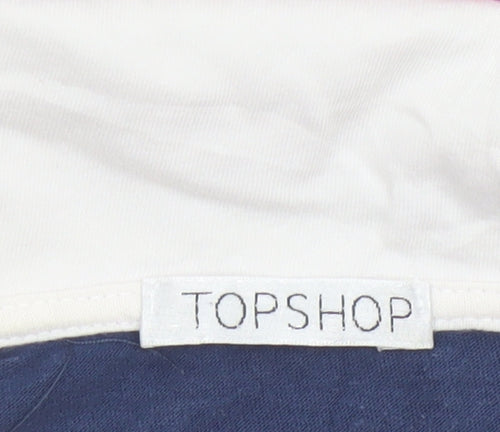 Topshop Women's Multicoloured Striped Cotton Polo Shirt Size 10