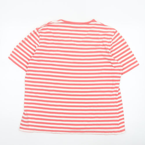 Tulchan Womens Pink Striped Cotton Stretch Short Sleeve T-Shirt 2XL