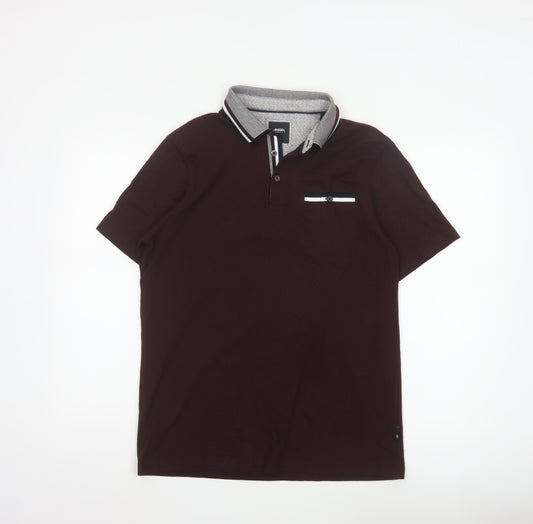 Burton Menswear London Men’s Brown Polo Shirt Size M Cotton Blend