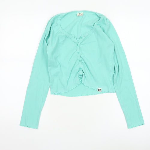 Lucy & Yak Women’s Green Cropped Button-Up Cotton Top L