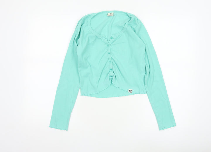 Lucy & Yak Women’s Green Cropped Button-Up Cotton Top L