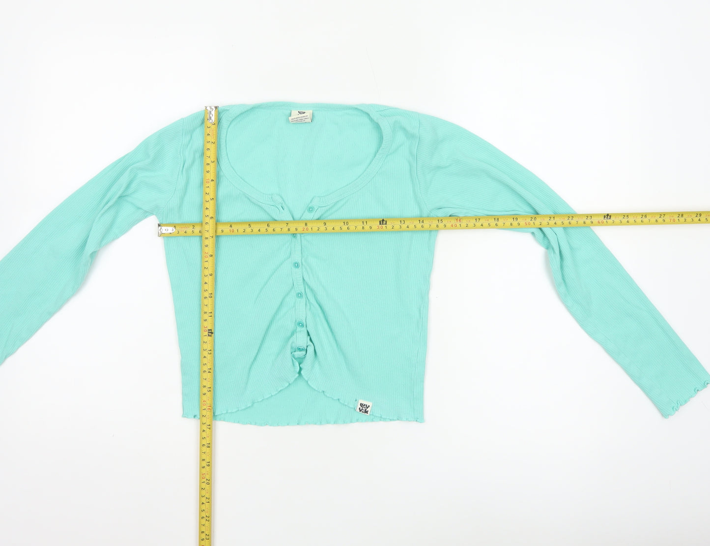 Lucy & Yak Women’s Green Cropped Button-Up Cotton Top L