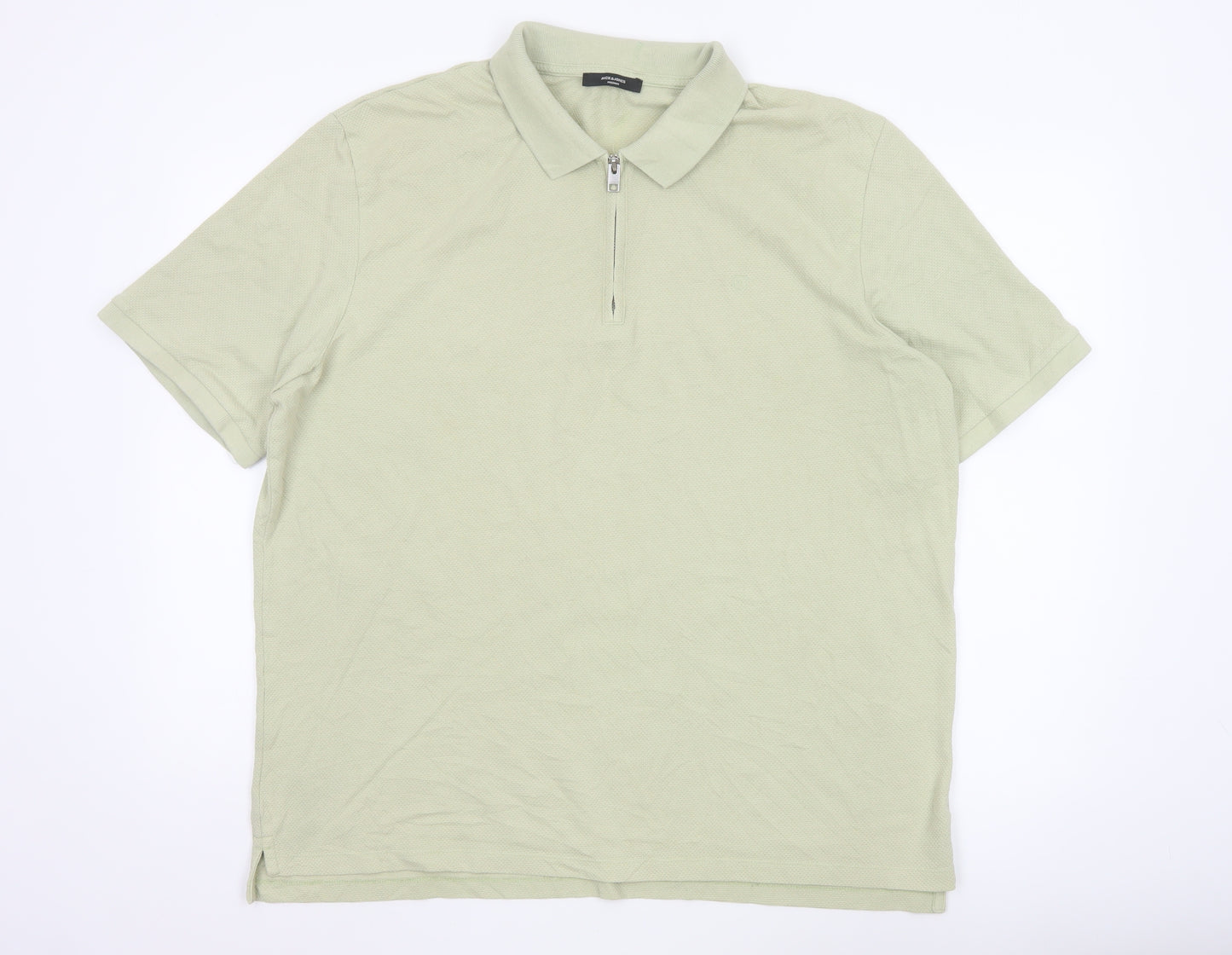Jack & Jones Premium Men’s Beige 1/4 Zip Polo Shirt XXL Cotton