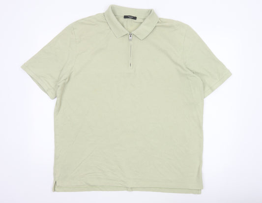 Jack & Jones Premium Men’s Beige 1/4 Zip Polo Shirt XXL Cotton
