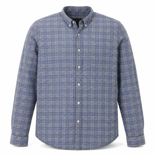 Zara Man Blue Check Slim Fit Button-Up Shirt Men’s XL Long Sleeve