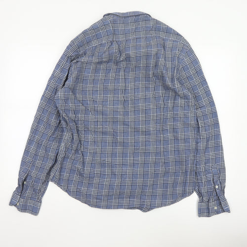 Zara Man Blue Check Slim Fit Button-Up Shirt Men’s XL Long Sleeve