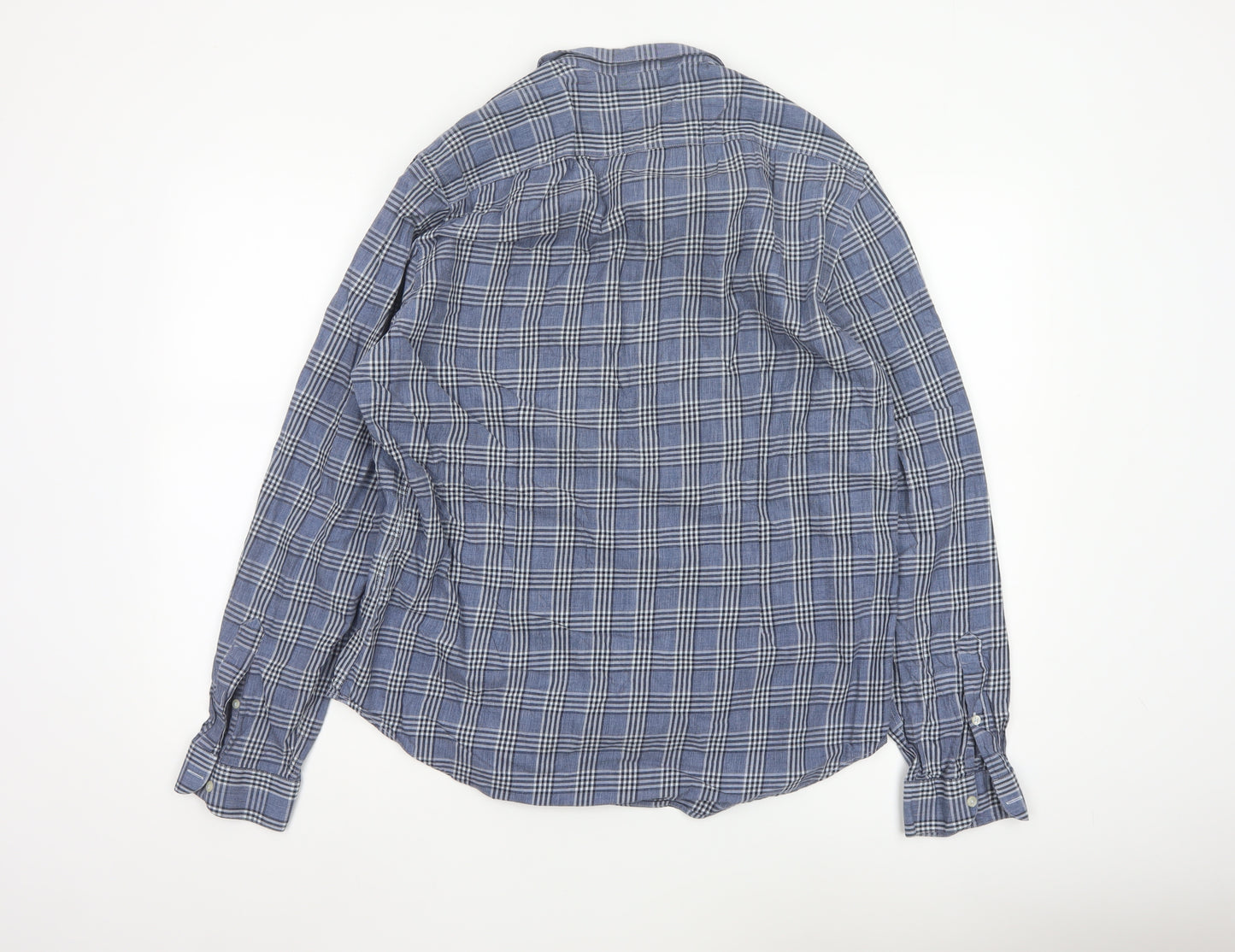 Zara Man Blue Check Slim Fit Button-Up Shirt Men’s XL Long Sleeve