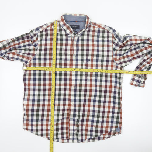 Marks and Spencer Blue Harbour Men's Multicoloured Check Cotton Long Sleeve Shirt L