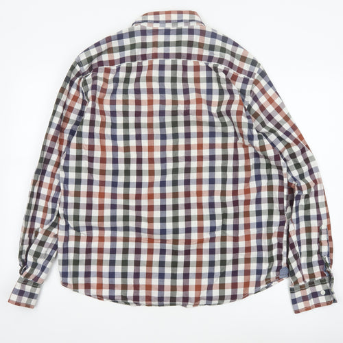 Marks and Spencer Blue Harbour Men's Multicoloured Check Cotton Long Sleeve Shirt L