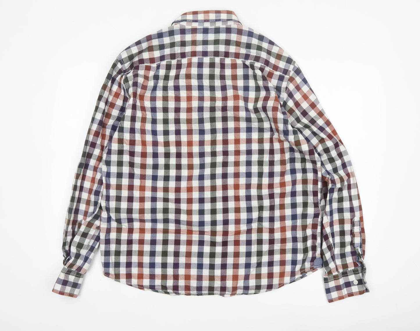 Marks and Spencer Blue Harbour Men's Multicoloured Check Cotton Long Sleeve Shirt L