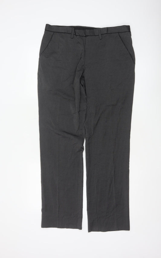Next Men’s Grey Pinstripe Regular Fit Dress Trousers 34W M