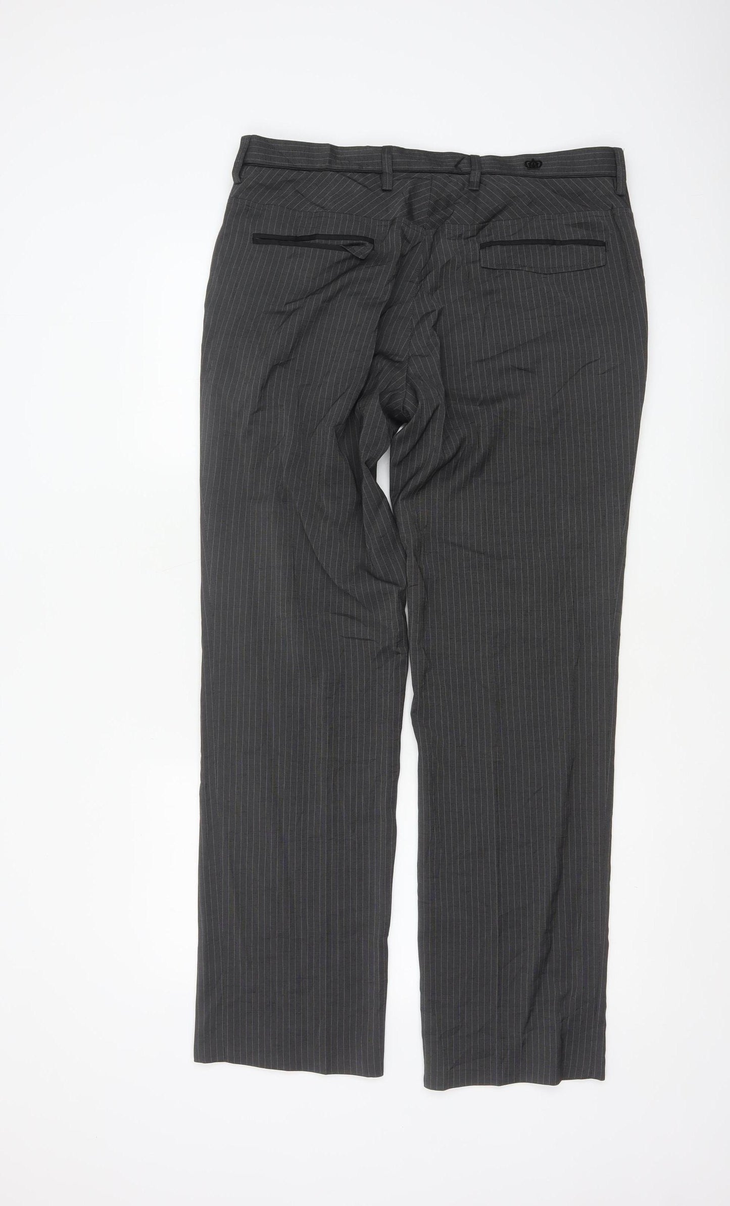 Next Men’s Grey Pinstripe Regular Fit Dress Trousers 34W M