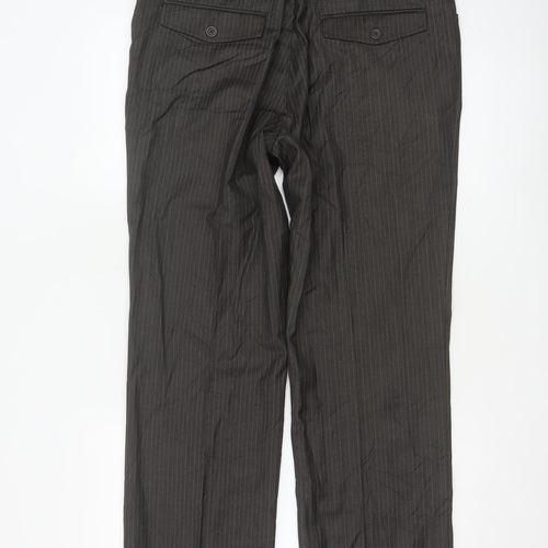 Next Men's Brown Pinstripe Regular Fit Dress Trousers 34R