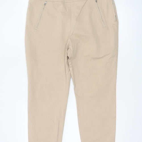 Marks and Spencer Women’s Beige Chino Trousers Size 16 Stretch Comfort