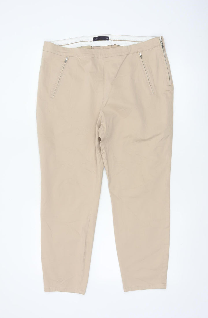 Marks and Spencer Women’s Beige Chino Trousers Size 16 Stretch Comfort