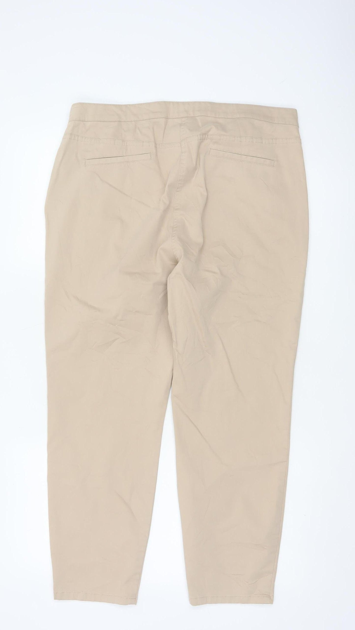 Marks and Spencer Women’s Beige Chino Trousers Size 16 Stretch Comfort