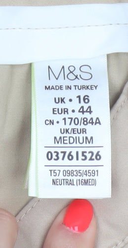 Marks and Spencer Women’s Beige Chino Trousers Size 16 Stretch Comfort