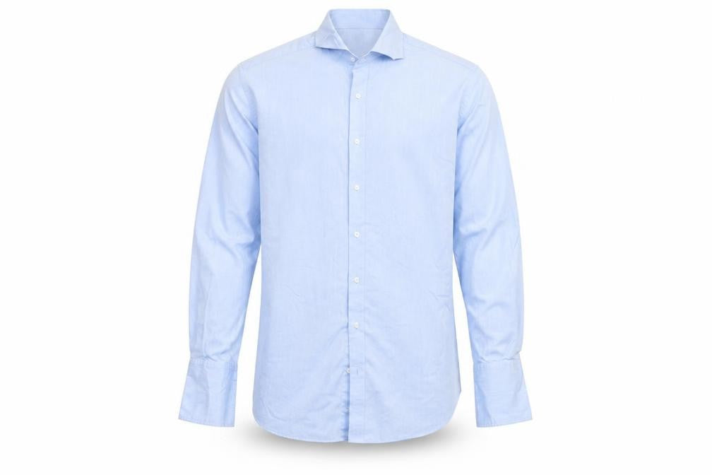 Thomas Nash Men's Blue 16.5in 42cm Pure Cotton Long Sleeve Dress Shirt