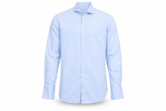 Thomas Nash Men's Blue 16.5in 42cm Pure Cotton Long Sleeve Dress Shirt