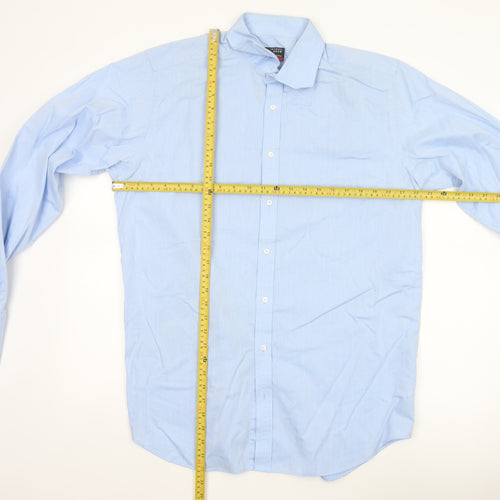Thomas Nash Men's Blue 16.5in 42cm Pure Cotton Long Sleeve Dress Shirt