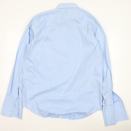 Thomas Nash Men's Blue 16.5in 42cm Pure Cotton Long Sleeve Dress Shirt