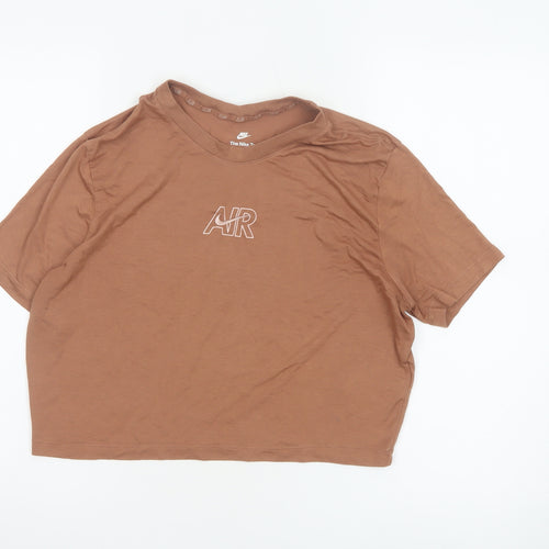 Nike Women's Brown Cropped Slim Fit Air T-Shirt XL