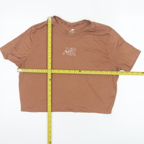 Nike Women's Brown Cropped Slim Fit Air T-Shirt XL