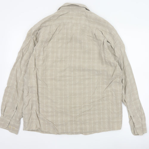 Bar Harbour Men's Beige Check Long Sleeve Button-Up Shirt L