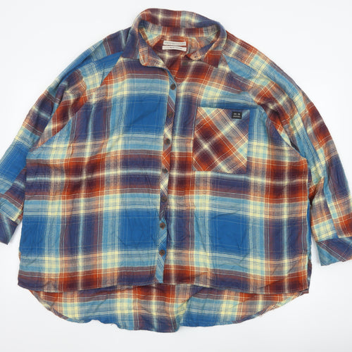 Urban Outfitters Women's Multicoloured Plaid Long Sleeve Tunic Shirt L