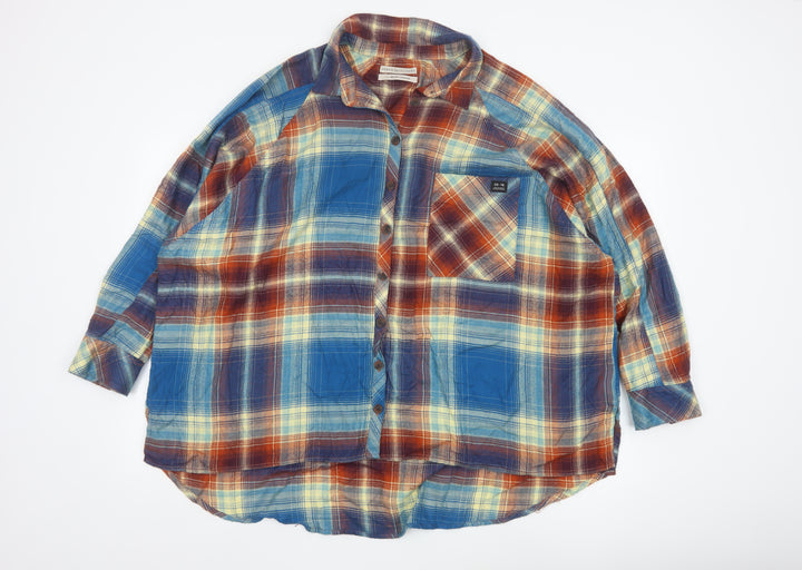 Urban Outfitters Women's Multicoloured Plaid Long Sleeve Tunic Shirt L
