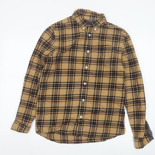 Burton Menswear Unisex Beige Plaid Flannel Button-Up Shirt M