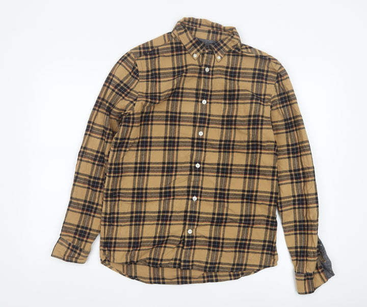 Burton Menswear Unisex Beige Plaid Flannel Button-Up Shirt M