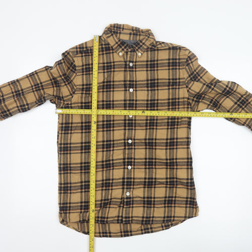 Burton Menswear Unisex Beige Plaid Flannel Button-Up Shirt M