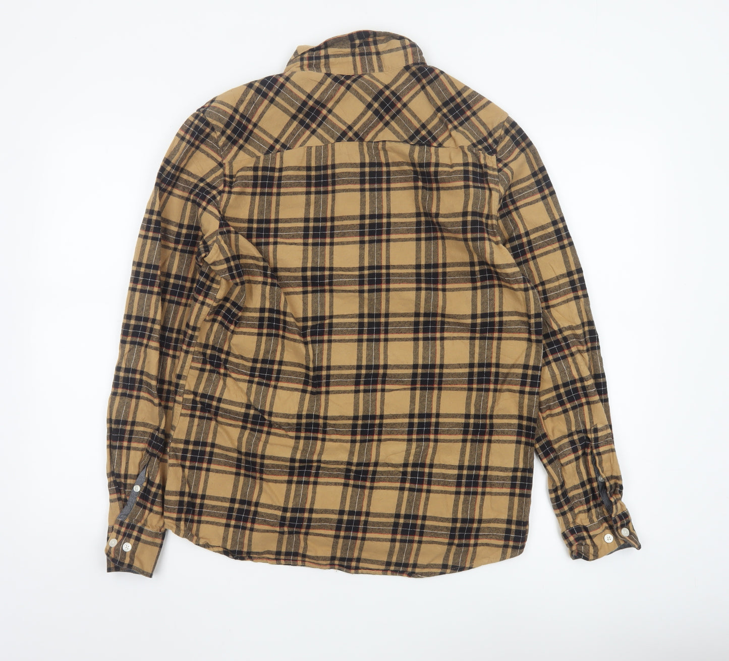 Burton Menswear Unisex Beige Plaid Flannel Button-Up Shirt M