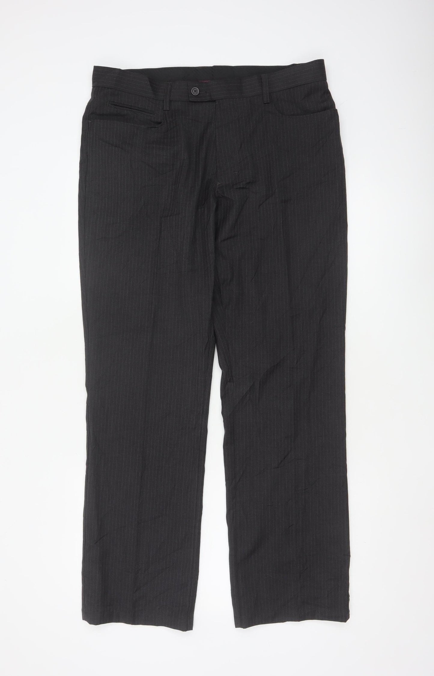 Next Men's Black Pinstripe Dress Pants Size 34R Regular Fit