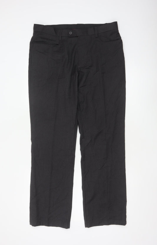 Next Men's Black Pinstripe Dress Pants Size 34R Regular Fit
