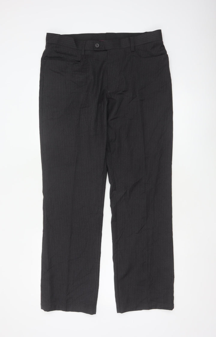 Next Men's Black Pinstripe Dress Pants Size 34R Regular Fit
