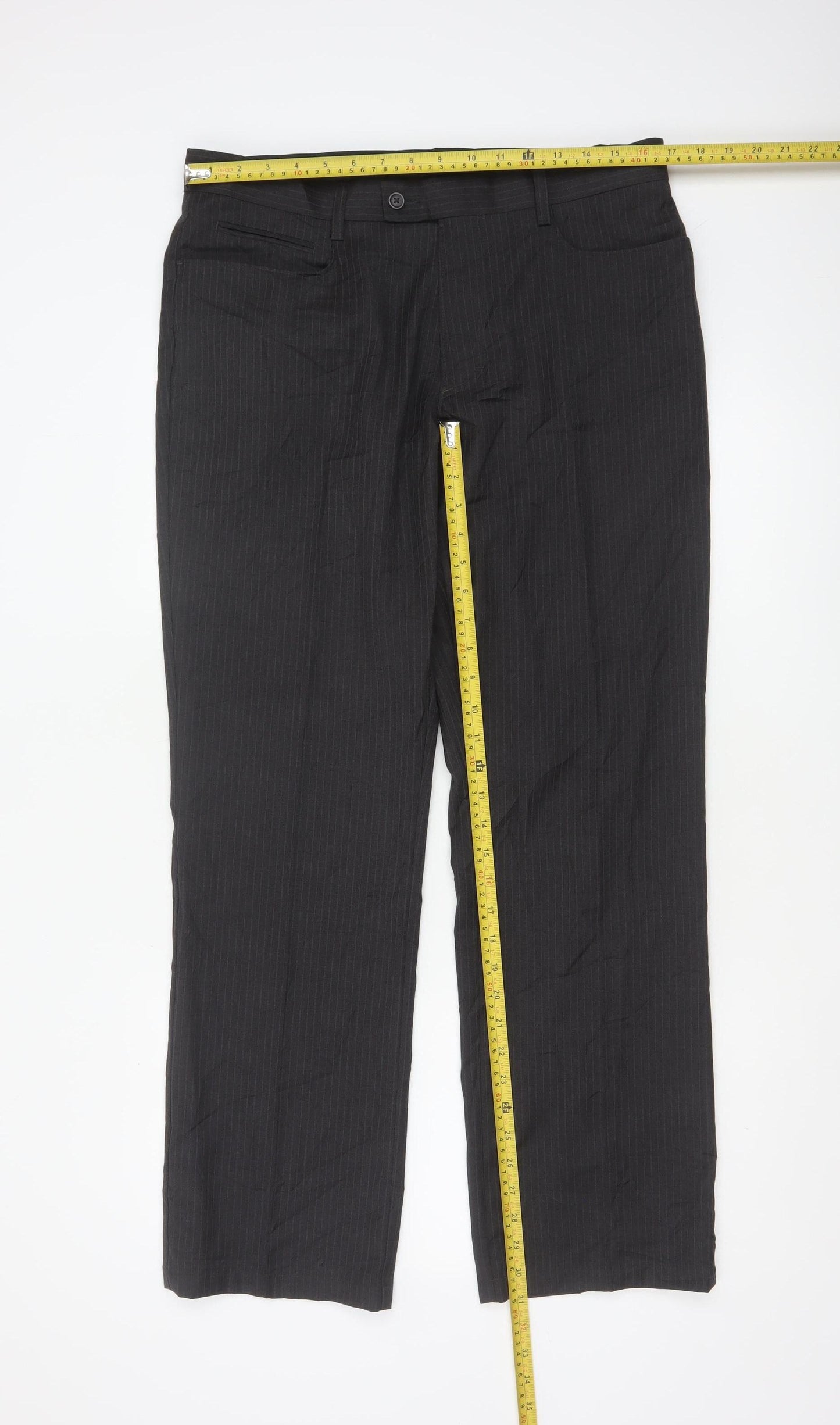 Next Men's Black Pinstripe Dress Pants Size 34R Regular Fit