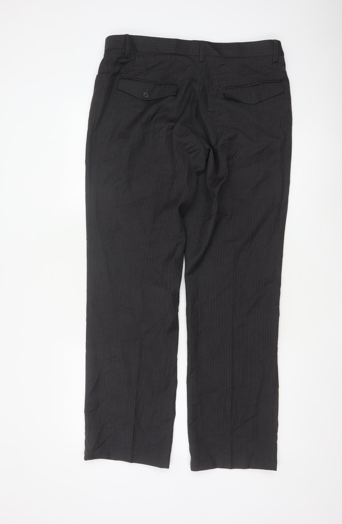Next Men's Black Pinstripe Dress Pants Size 34R Regular Fit