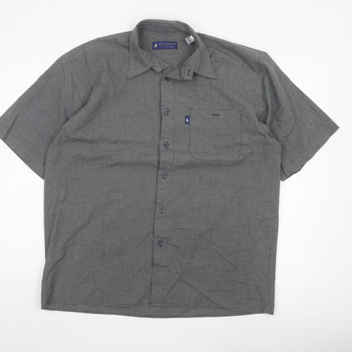 Bar Harbour by Double Two Men's Grey Check Short Sleeve Button-Up Shirt Size M