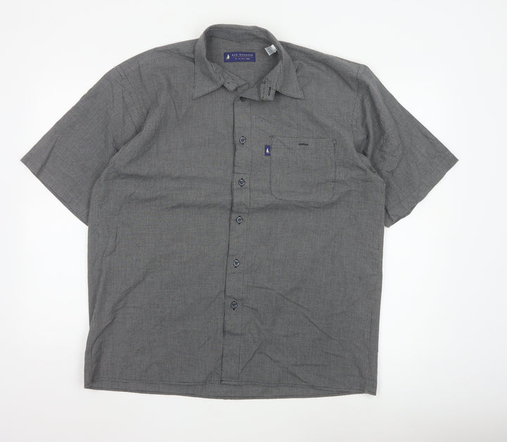 Bar Harbour by Double Two Men's Grey Check Short Sleeve Button-Up Shirt Size M