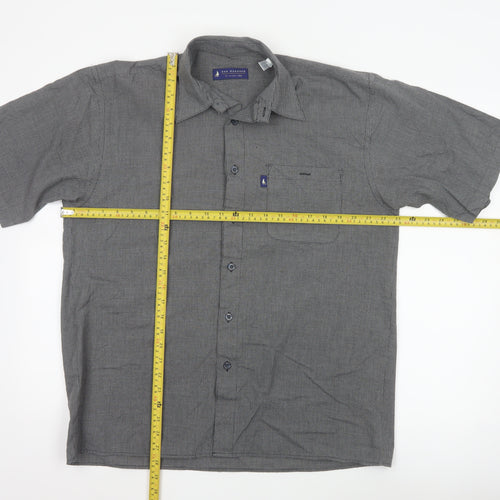 Bar Harbour by Double Two Men's Grey Check Short Sleeve Button-Up Shirt Size M