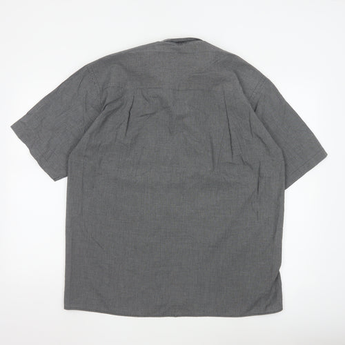 Bar Harbour by Double Two Men's Grey Check Short Sleeve Button-Up Shirt Size M