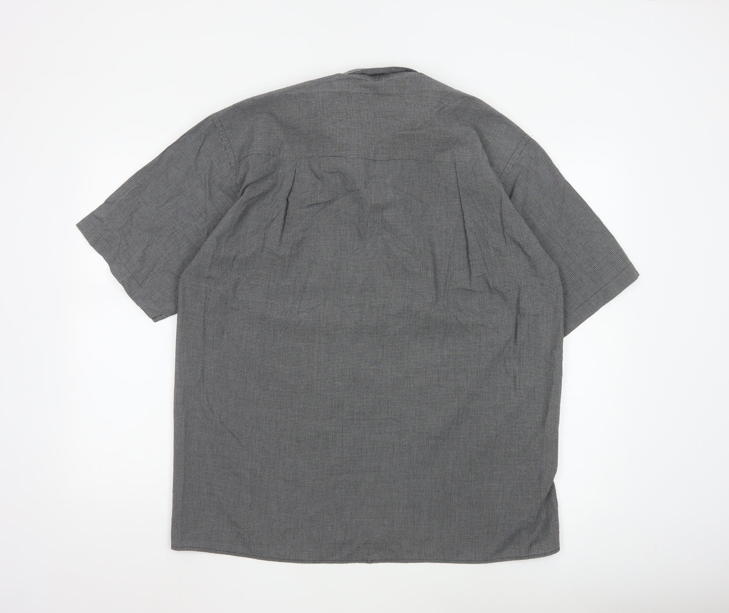 Bar Harbour by Double Two Men's Grey Check Short Sleeve Button-Up Shirt Size M