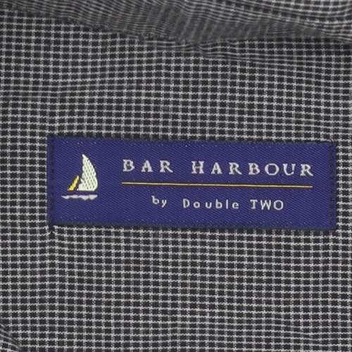 Bar Harbour by Double Two Men's Grey Check Short Sleeve Button-Up Shirt Size M