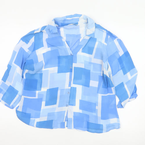 Marks and Spencer Women’s Blue Geometric Viscose Blouse UK 18