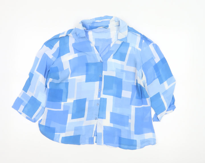 Marks and Spencer Women’s Blue Geometric Viscose Blouse UK 18