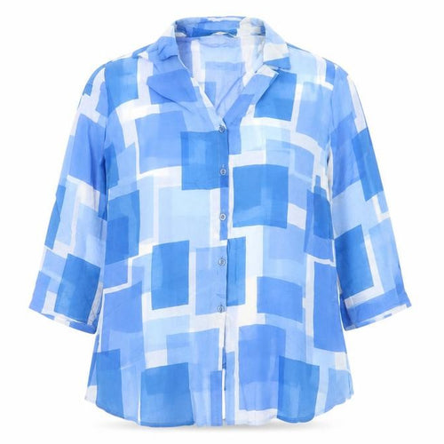 Marks and Spencer Women’s Blue Geometric Viscose Blouse UK 18