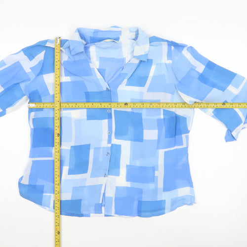 Marks and Spencer Women’s Blue Geometric Viscose Blouse UK 18